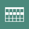 Calendar grid icon with white squares on teal background
