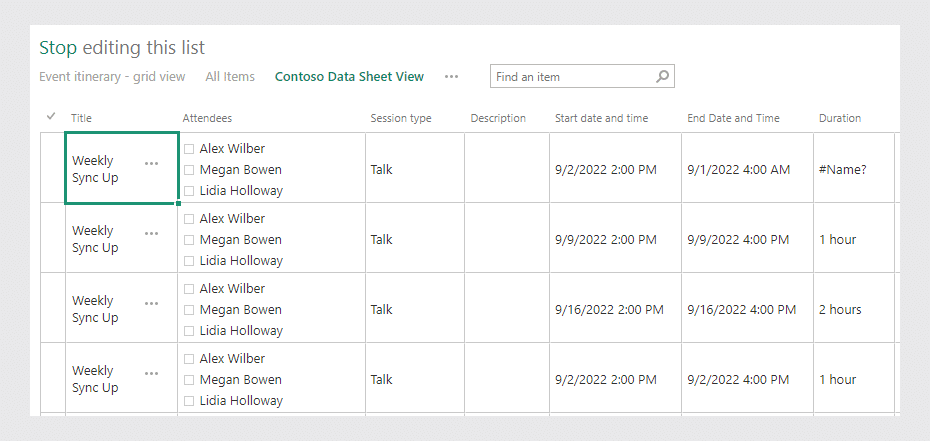 Datasheet View