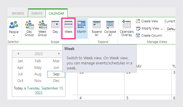 Changing the Scope in Your SharePoint Calendar