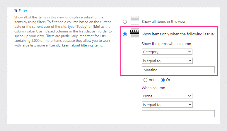 Save the view and do the same for each category.