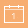 Calendar icon with number 1 displayed on orange background