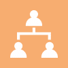 Hierarchical organizational chart with three connected user figures