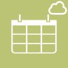 Calendar icon with cloud and grid layout representing scheduling functionality