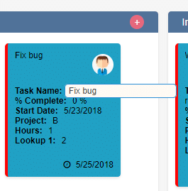 change a field value on the card in Kanban board by virto