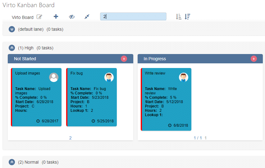 Virto Kanban Board cards