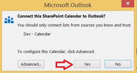 sync sharepoint calendar with outlook