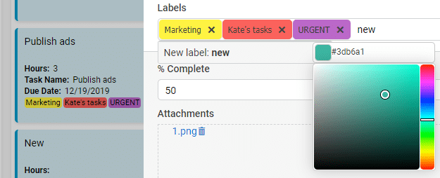 color-coded labels