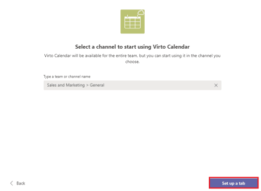 select a channel to use virto calendar