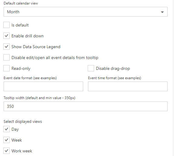 Calendar settings