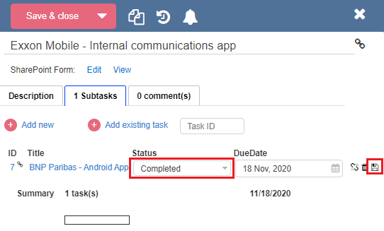 Virto Kanban-Unteraufgaben