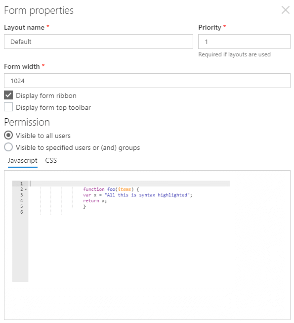 SharePoint Forms Designer - form properties