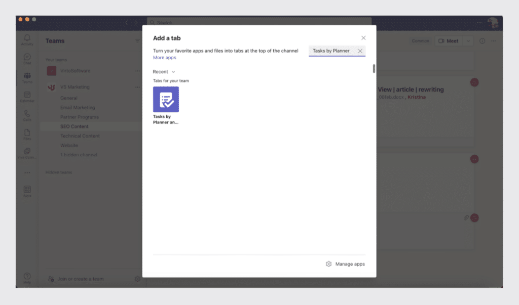 Add Tasks by Planner and To Do in Teams
