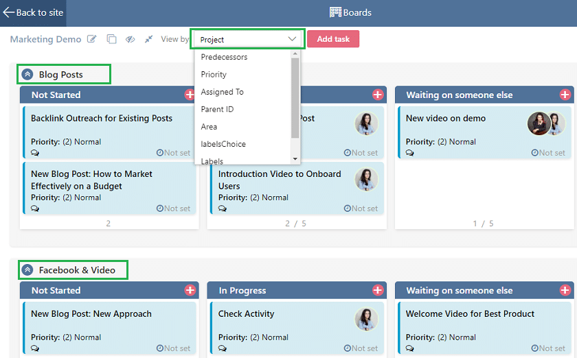 Virto Kanban-App-Swimlane