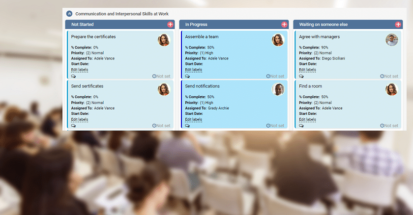 Virto Office 365 Kanban-Board für die Weiterbildung