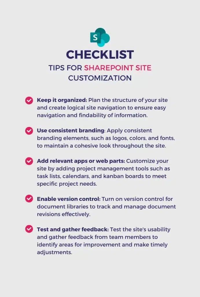 tips for sharepoint site customization