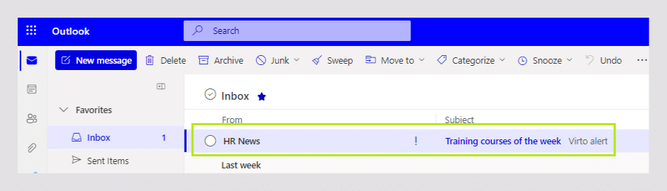 Outlook message