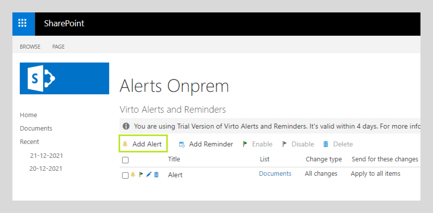 Add alert