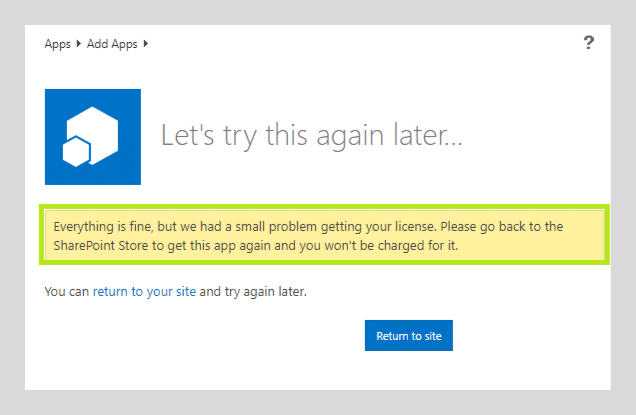 Error message