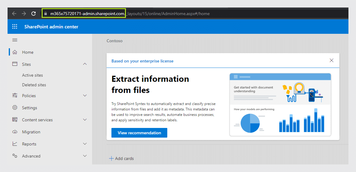 sharepoint admin centre