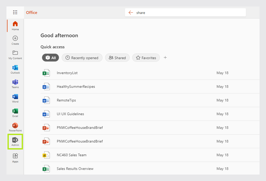 sharepoint admin access