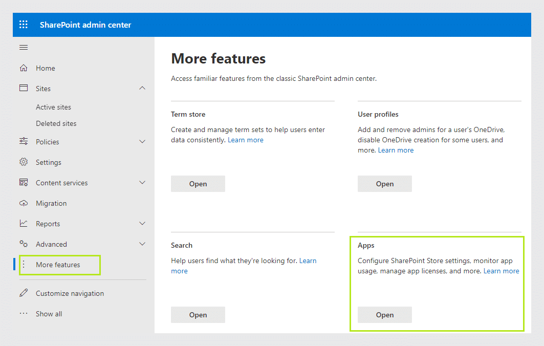 sharepoint apps features