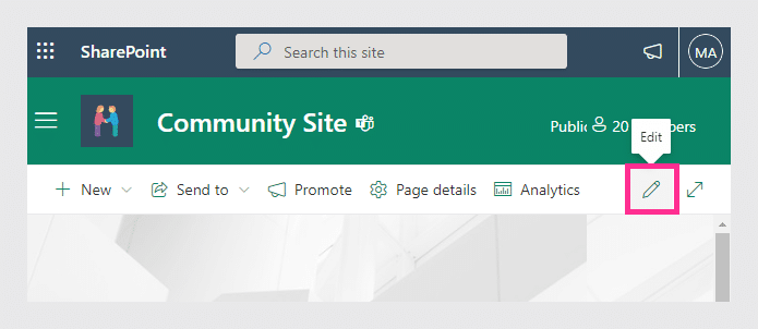 Navigate to the SharePoint site page