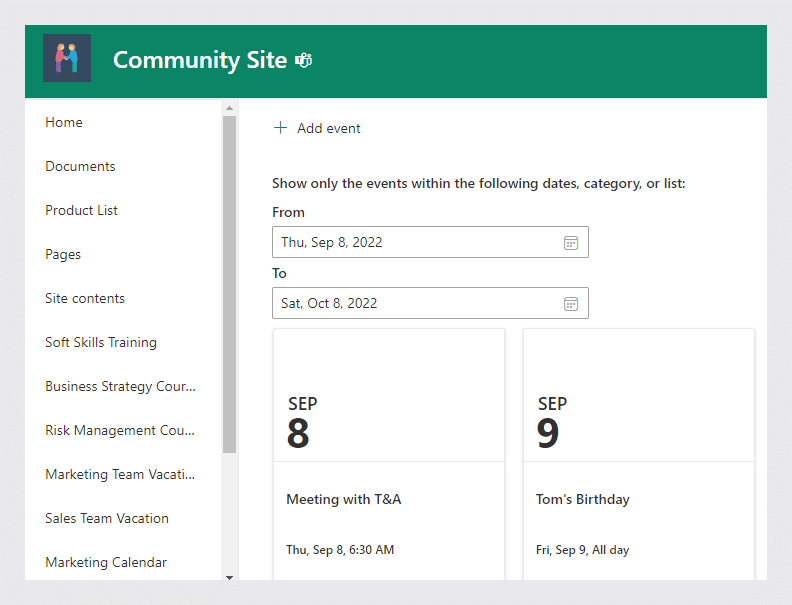 SharePoint Calendar