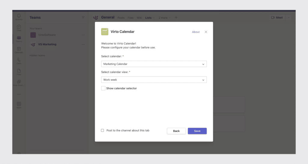 Add Calendar Overlay Pro by Virto to Microsoft Teams