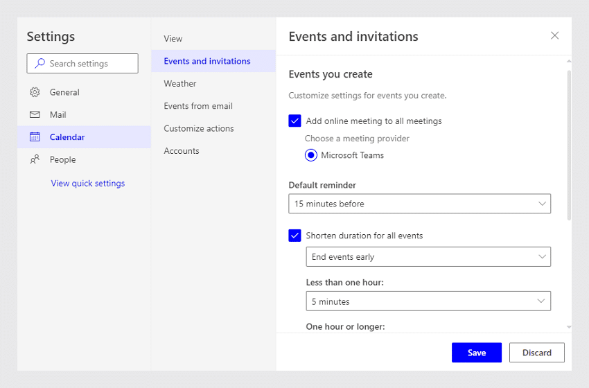 Setting buffer time between meetings in Microsoft Exchange calendar