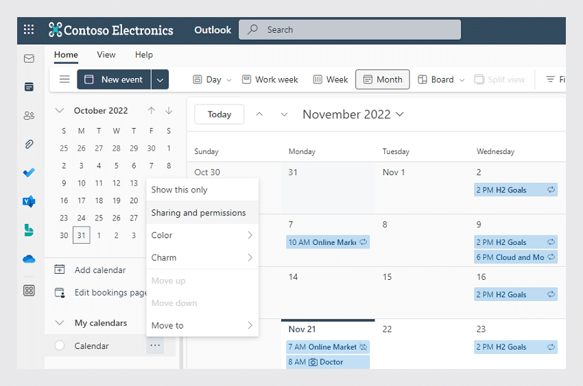 Sharing Microsoft Exchange calendar