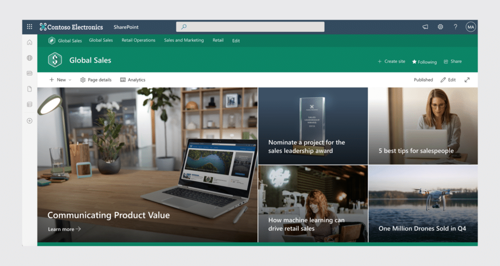 Communication site in SharePoint