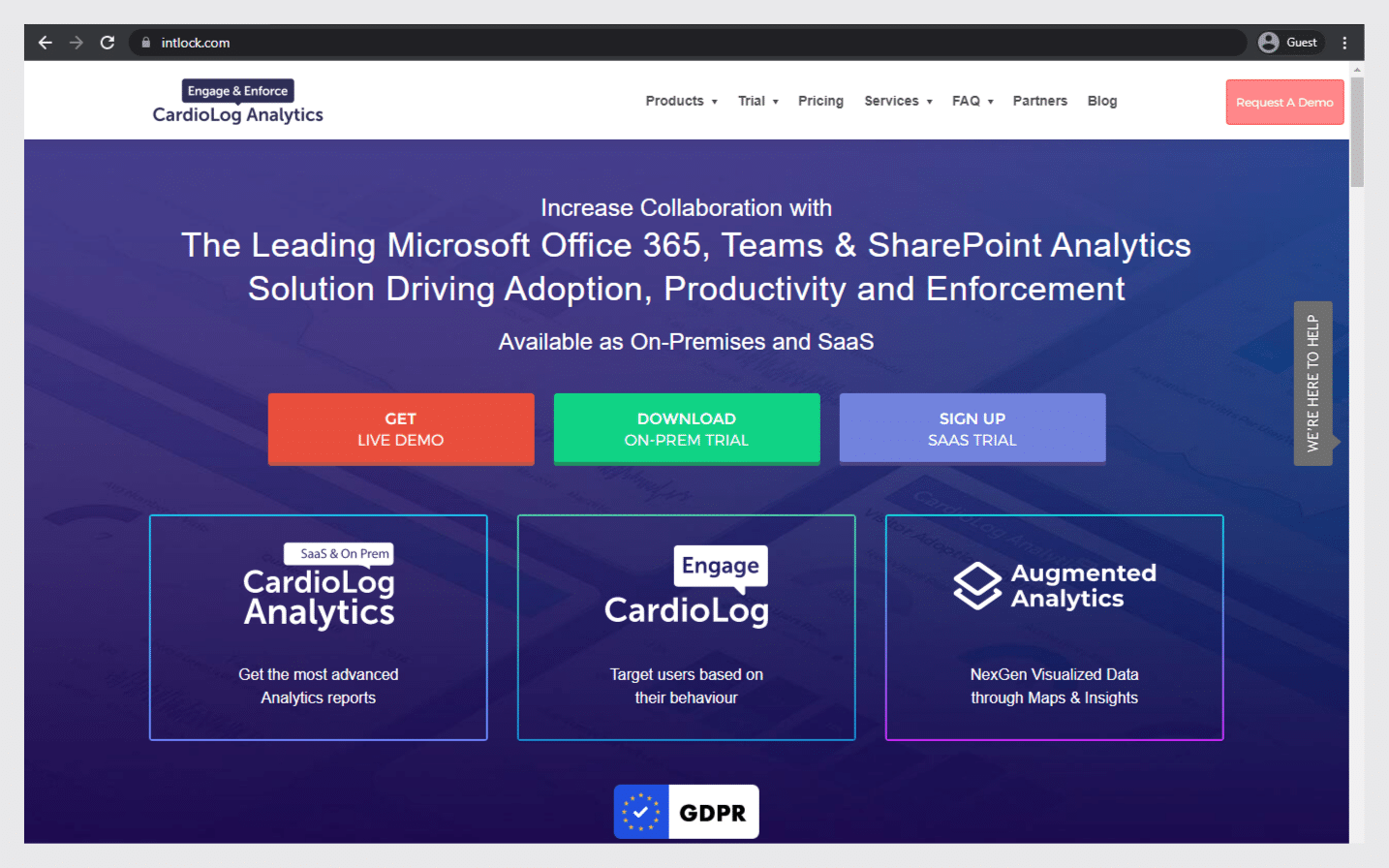 cardiolog analytics landing page