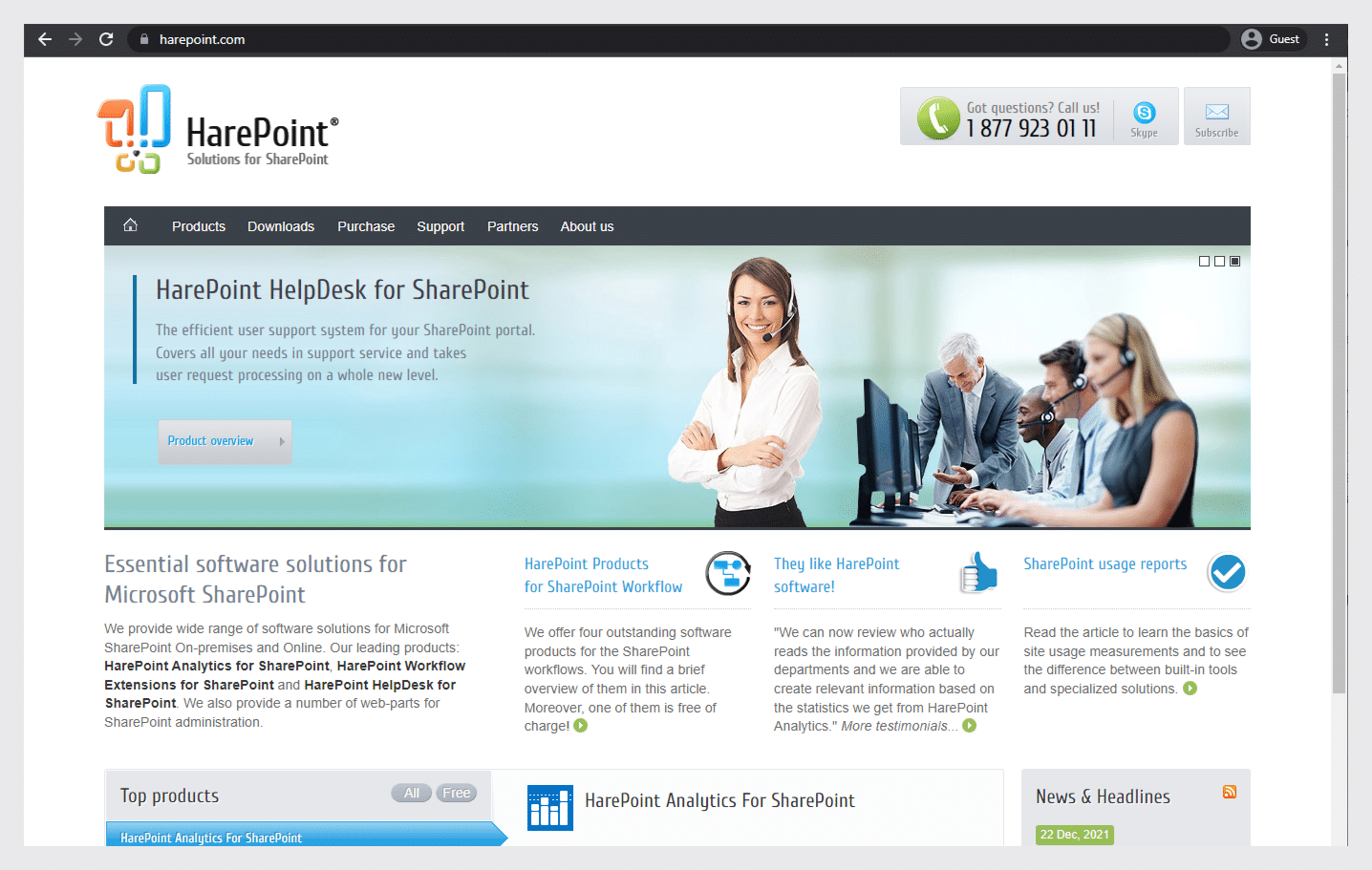 harepoint analytics landing page