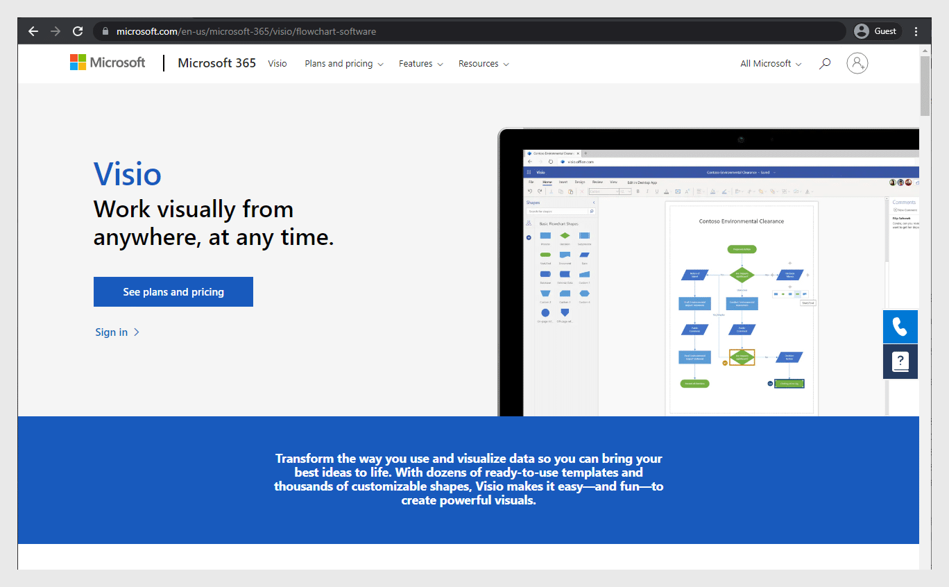 microsoft visio landing page