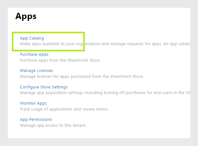 Open App catalog