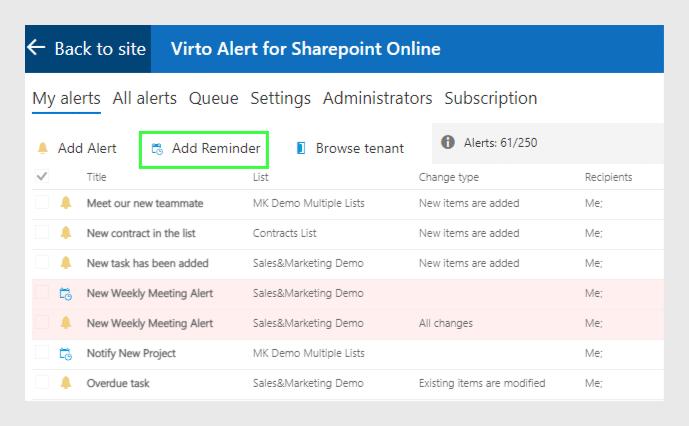 Click Create a reminder
