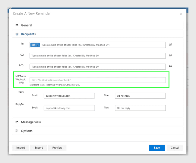 MS Teams webhook