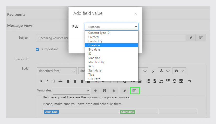 Add a field value