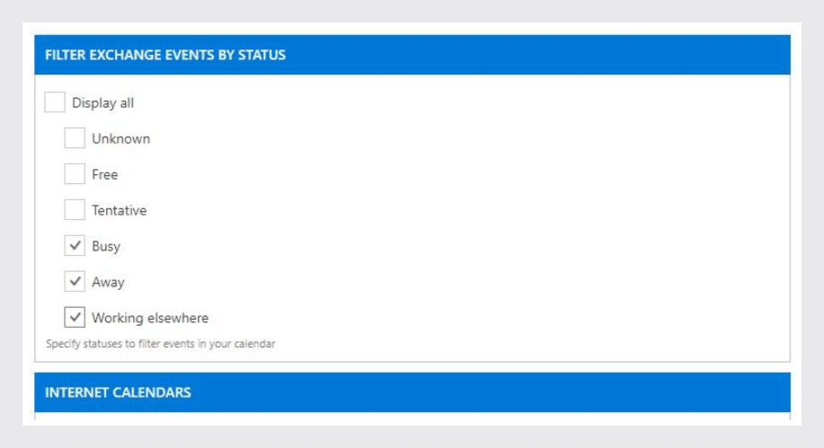 Filter events by busy status