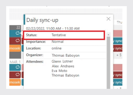 Filter events by busy status