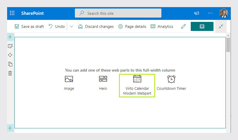Calendar modern web Part