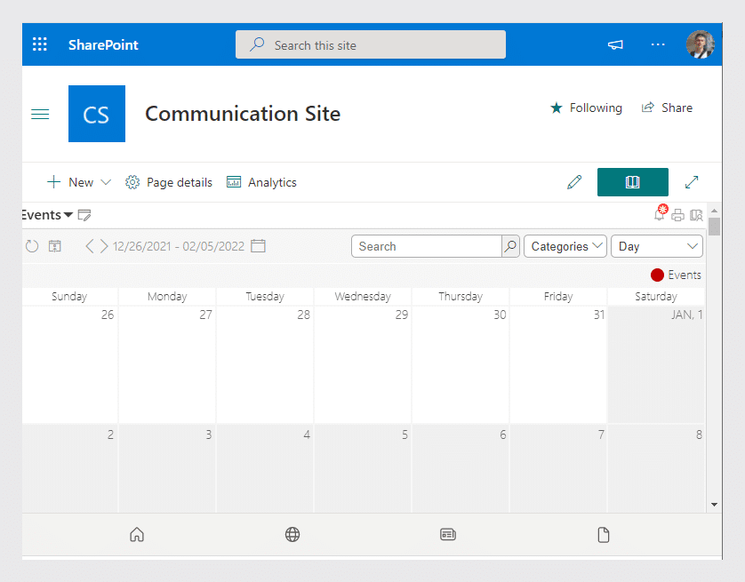 Calendar modern web Part