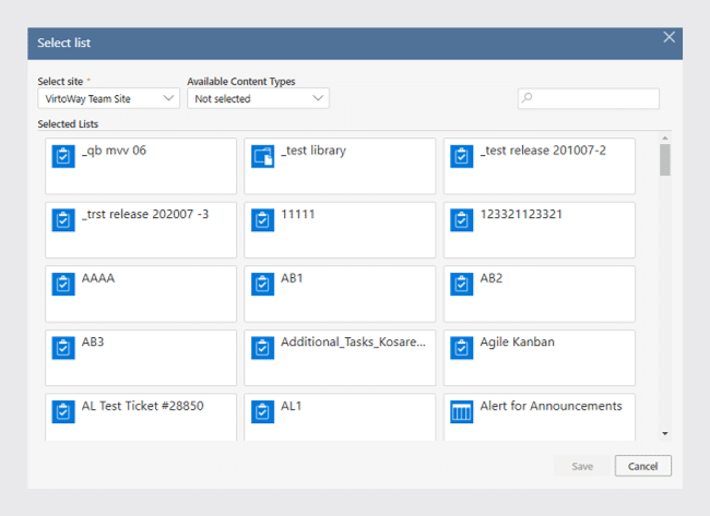 Kanban list Picker