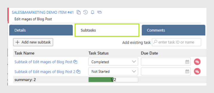 Editing Subtasks