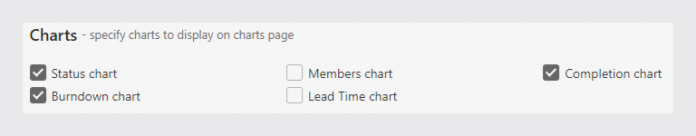 Charts settings