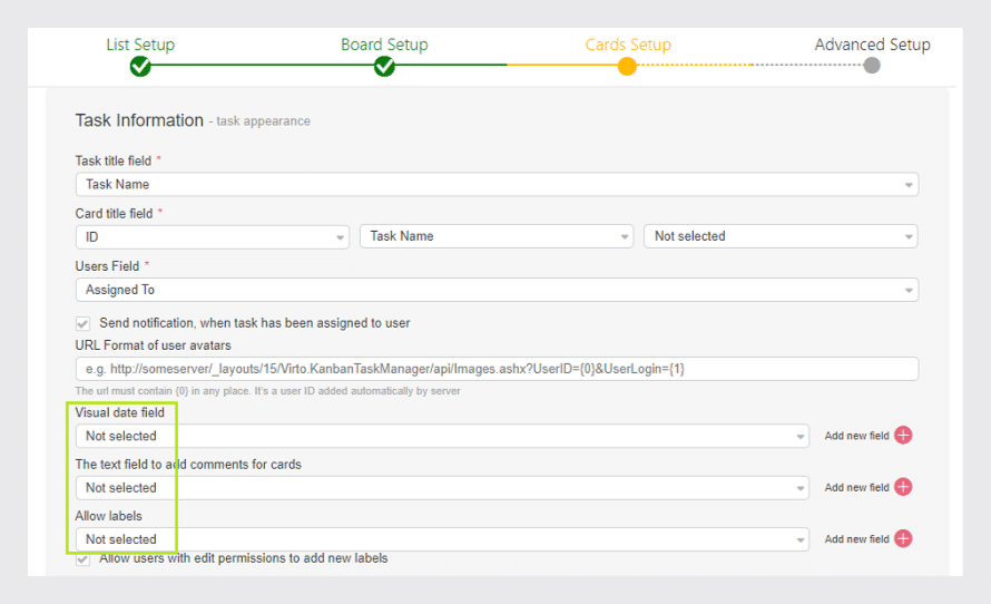 Add required fields