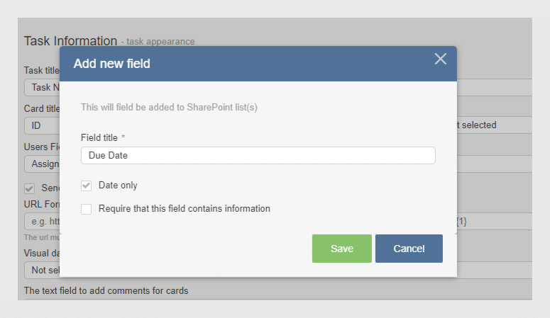 Add required fields