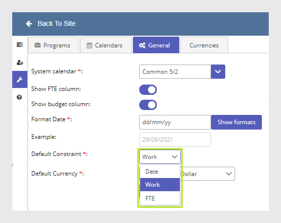 Default constraint