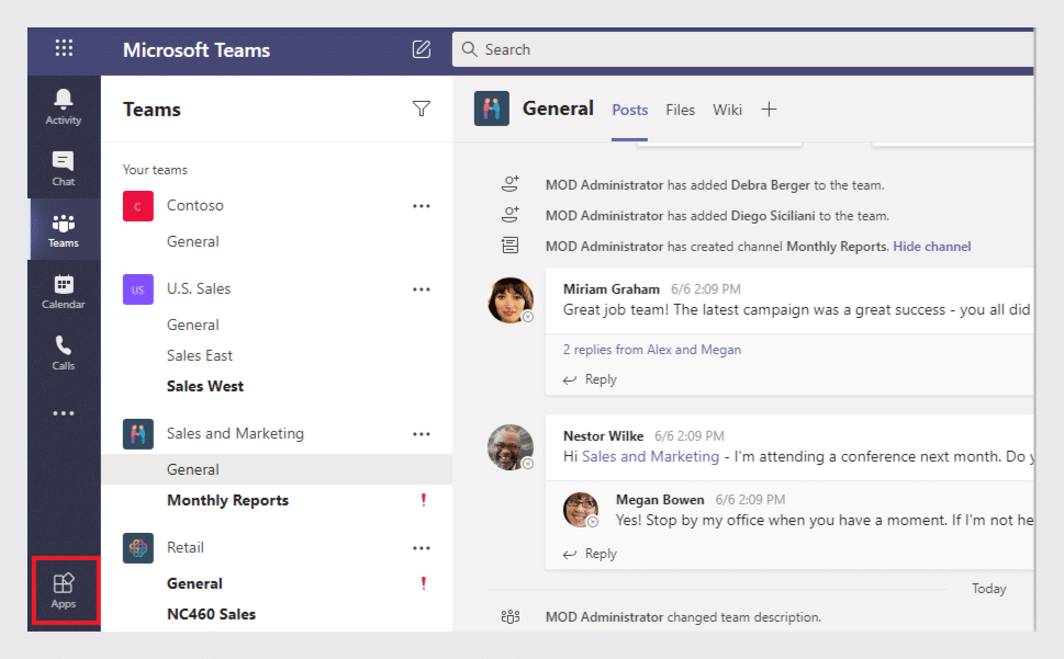 Open your Microsoft Teams and click\u00a0 “Apps” on the left panel.