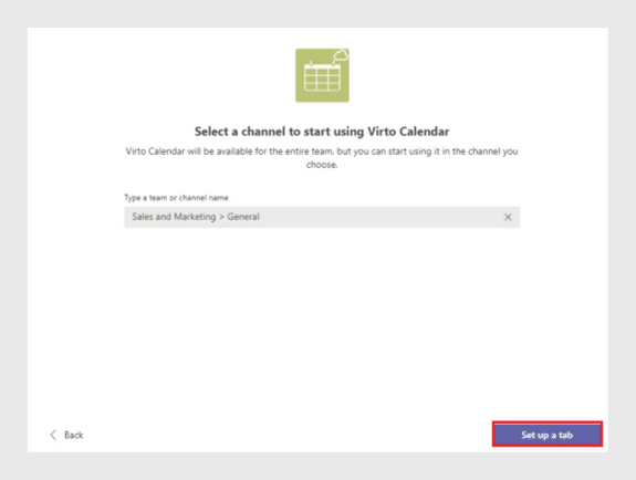 Select any of your Teams channels that you are going to add the Calendar for